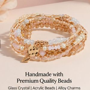 Luxury Handmade Bohemian Layered <b>Bead</b> Bracelet <b>Set</b> Women | Pearl Charm 14K Gold Plated Stretch Stack Bracelets | Fashion Jewelry - Product Image 1
