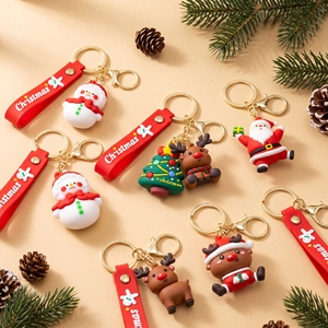 Porte-clés de Noël en PVC 3D personnalisé avec logo, motif renne, bonhomme de neige, arbre, cadeau promotionnel de vacances, vente en gros - Product Image 1