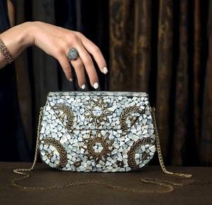 Sac à main personnalisé fait à la main en métal mosaïque pochette de soirée pour femmes et filles sac à main de luxe artisanat fête au prix - Product Image 6