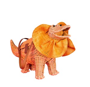 Panier de rangement en rotin en forme de lézard à col volanté, panier cadeau unique en forme de reptile, boîte décorative en osier avec sangle flexible - Product Image 4