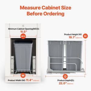 Set di contenitori per rifiuti da cucina a doppio scomparto da 27 QT con capacità intelligente di 30L e kit porta per bidone della spazzatura resistente - Product Image 4