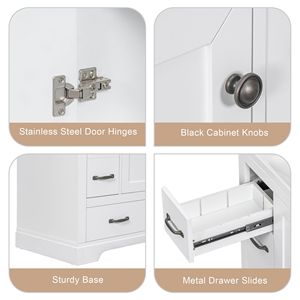 Mobile Bagno Bianco da 36 Pollici con Lavabo, Divisorio Multifunzionale, Ripiano Regolabile e Sei Cassetti - Solo Base Mobiletto - Product Image 4