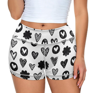 Shorts de Yoga para Mujer, Estampado Tropical de Palmeras, Impresión Digital, Tejido de Poliéster, Secado Rápido, Cierre con Cordón, Cintura Media, Casual, Regular - Product Image 1