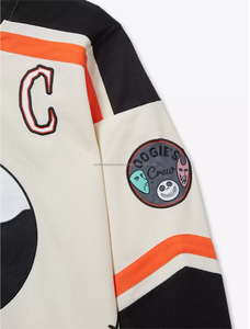 Maillot de hockey sur glace pour homme, crème et noir, manches longues, col à lacets, uniforme d'équipe imprimé par sublimation - Product Image 3