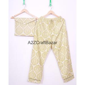 ชุดนอนผ้าฝ้ายพิมพ์ลายดอกไม้สุดหรู ทำมือ สำหรับผู้หญิง 100% ผ้าฝ้าย เนื้อนุ่ม ชุดนอนคู่ ชุดเพื่อนเจ้าสาว ของขวัญ - Product Image 3