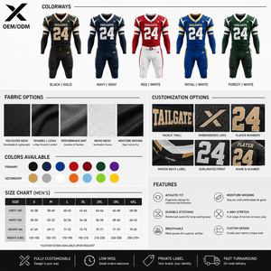 Tenues personnalisées de football américain X Sports City pour l'équipe de côté du terrain, ensemble personnalisé imprimé par sublimation, séchage rapide, respirant - Product Image 4