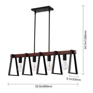 Lampada a Sospensione Moderna a 4 Luci Regolabili da 60W per Isola Cucina, Lampadario da Sala da Pranzo da 6FT e 12FT con Aste in Stile Industriale - Product Image 2