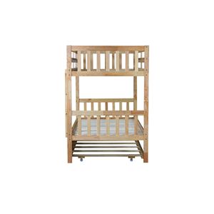 Letto a Castello Convertibile in Legno di Gomma con Letto Estraibile, per 2 Letti Singoli, Scala di Sicurezza Inclusa - Product Image 5