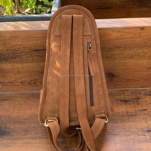 Boot Stitch Hand-tooled Tan Suede Leather Chest Bag con mochila Western Genuine Leather Floral Crossbody Sling Bags para mujer - Product Image 4