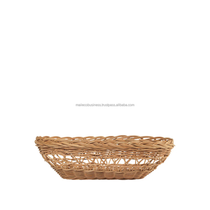 Bandeja para servir de forma ovalada decorativa versátil hecha a mano, cesta impresionante, práctica, elegante, diseño Vintage, hecha de ratán Natural - Product Image 4