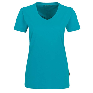 Collection d'été – T-shirt femme col en V, logo personnalisé, extensible, coupe classique, 100 % coton écologique, service OEM, vente en gros - Product Image 6