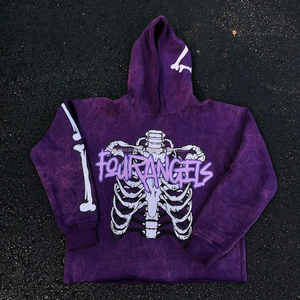 Fabricant de sweats à capuche en coton bouffant streetwear lourd personnalisé sans ficelle ourlet brut sweats à capuche imprimés bouffants 3d - Product Image 3