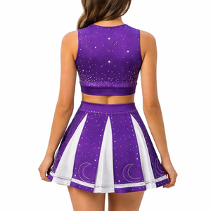 Uniformes de Porristas All-Star para Mujer, Impresos por Transferencia de Calor, Color Personalizado, Conjunto de Dos Piezas, Falda y Top, Poliéster/Algodón, Venta al Por Mayor - Product Image 2