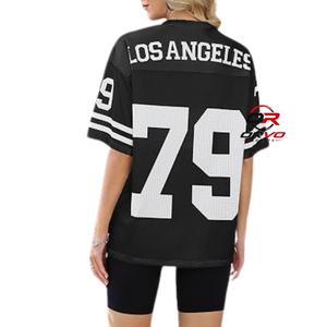 Camiseta Deportiva de Malla Transpirable con Cuello en V para Mujer, Color Negro, Los Ángeles LA 79, Estilo Fútbol Americano - Product Image 2