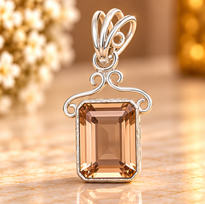 Colgante Rectangular de Cuarzo Ahumado al por Mayor con Diseño Decorativo en Plata para Tiendas Minoristas y Proveedores de Joyería - Product Image 6