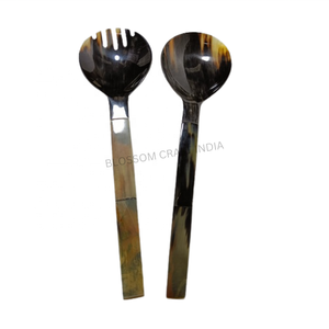 Ensemble de couverts en corne de buffle polie de haute qualité, corne de vache, fabriqué à la main, style amour, cuillère à salade pour le petit-déjeuner, repas, prix bas - Product Image 5