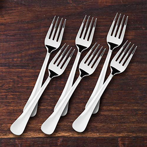 Ensemble de fourchettes à dessert en acier inoxydable, manche à motif floral plaqué argent, ensemble de fourchettes à fruits et gâteaux - Product Image 4