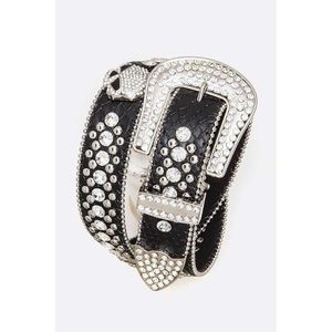 Cintura in Pelle PU con Teschio di Cristallo, Accessorio in Plastica Durevole ed Elegante - Product Image 1