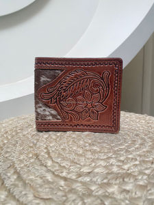 2024 Best Seller hecho a mano vaquero cuero genuino Floral mano Tooled Western Men Wallet con tallado a mano última Cartera de lujo para hombres - Product Image 4