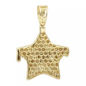 Pendentif Breloque Moissanite Étoile Plaqué Or 14K Taille Ronde Brillante Micro-Sertie Luxe Unisexe Usage Quotidien - Product Image 3