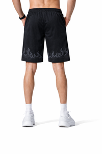 Shorts de sport pour hommes en maille noire avec impression graphique personnalisée, respirants, en polyester, fabrication OEM en gros - Product Image 2