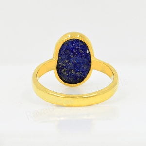 10x14mm Oval Shape <b>Lapis</b> <b>Lazuli</b> Gemstone 925 Sterling Silver 18K Gold Plated Bezel Setting Handmade Fashion <b>Ring</b> For Women Gift - Product Image 2