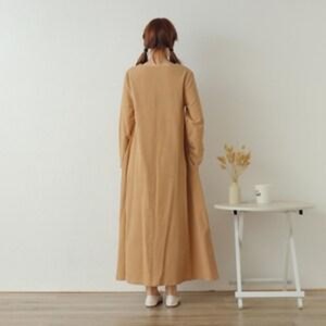 Robe midi en lin biologique pour femmes grandes tailles, manches courtes, coupe ample personnalisée, style vintage, taille haute, coupe trapèze, respirante, confortable, pour tous les jours - Product Image 2