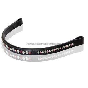 Banda Frontal para Caballo de Cuero con Diseño Personalizado, Multicolor, con Cristales, Perlas y Diamantes de Imitación, Forma Recta, para Brida - Product Image 4