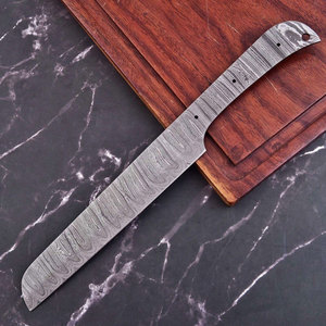 Nouveau Couteau de Chef et de Camping en Acier Damas, Manche Intégral, Type Hachoir Serbe, Lame Droite à Pointe Tombante, 12 pouces, Matériau DIY OEM pour la Fabrication de Couteaux - Product Image 4