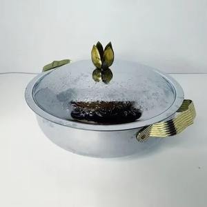 Arabic stainless steel engraved casseroles with floral <b>knob</b> perfect for traditional and modern recipes - Product Image 5