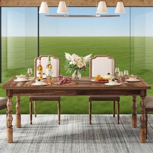 Tavolo da pranzo per 4-6 persone grande rettangolo in legno tavolo da pranzo da cucina per cucina e sala da pranzo - Product Image 2