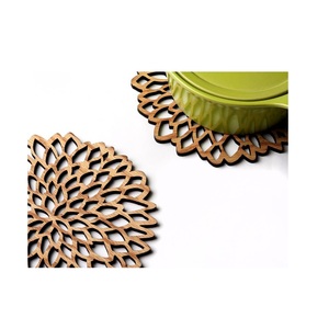 Wholesale Laser Cut Wood <b>Trivet</b> Flower Hot Pad Heat Insulated Coaster Hollow Placemat Kitchen Counter Protector Table Mat <b>Trivet</b> - Product Image 1