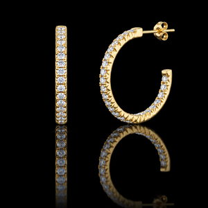 0.33 CT Round Lab Grown Diamond Open <b>Hoop</b> <b>Earrings</b> <b>14K</b> Solid Yellow <b>Gold</b> Luxury Women's Jewelry for Party Wedding & Gift - Product Image 1