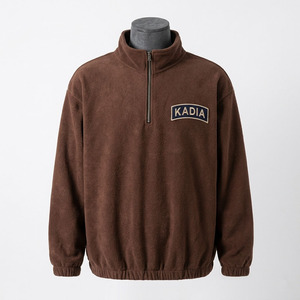 Sudadera con capucha casual de manga larga con cremallera de un cuarto, con logo personalizado estampado, 100% algodón, tejido de rizo, teñido liso, transpirable - Product Image 2