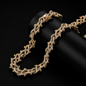 Outstanding Hip Hop Jewelry <b>Man</b> Twisted Thorn Chain Full Iced 925 Sterling <b>Silver</b> Moissanite Diamond Spiny Design <b>Necklace</b> - Product Image 2