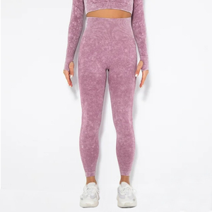 New Style Customized High Waist Hip Hop Knitted Gym Leggings for Women OEM Quick Dry Breathable Workout Seamless - Product Image 3