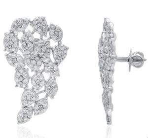 Pendientes de Diamantes Naturales de Corte Brillante en Oro Blanco de 14 Quilates, Joyería de Lujo para Fiestas, Bodas y Eventos, Diseño Elegante para Mujer - Product Image 2