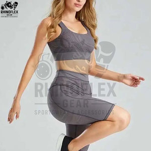 Custom Women Yoga <b>Set</b> Two Piece Sports Bra High Waist Shorts Solid Spandex Nylon Reversible Eco-friendly Fitness Activewear - Product Image 5