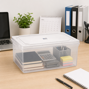 Clear <b>Plastic</b> Waterproof Stackable Durable Sustainable Easy Clean Clothing Storage Box <b>Lid</b> Rectangular 60x40x30cm Organizer - Product Image 3