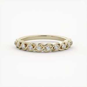 Anillo de Boda con Diamantes de Laboratorio en Forma de Espiral, Oro Sólido de 14K/18K, Joyería Minimalista Apilable, Fabricante, Venta al Por Mayor Personalizada - Product Image 1