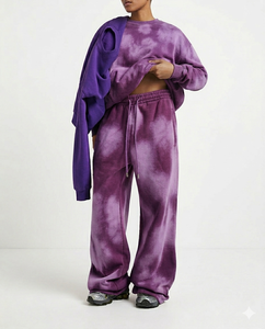 Autumn Winter 350GSM <b>Spray</b> Dyed Embroidered Sweatpants Anti Pilling Washed Casual Mid Long Joggers Unisex OEM ODM - Product Image 3