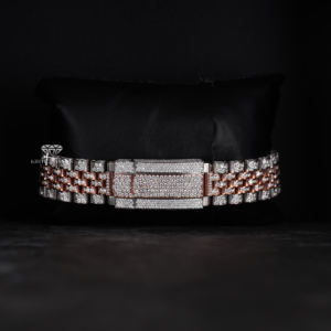 Reloj de Pulsera para Hombre de Acero Inoxidable con Esfera Romana de Moissanita y Diamantes, Brazalete Jubilee Bicolor Blanco y Rosado, Estilo Hip Hop - Product Image 4