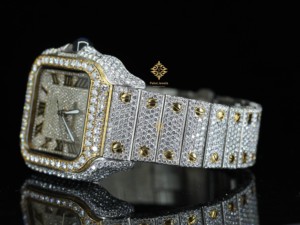 นาฬิกาข้อมือผู้ชาย Pahal Jewels หรูหรา ระบบจักรกล ประดับเพชร ตัวเรือนสแตนเลสทรงเหลี่ยม ขนาด 40 มม. หน้าปัดอนาล็อก แสดงวันที่อัตโนมัติ ปุ่มกดขนาด 16 มม. - Product Image 3