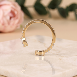 18K Gold Open <b>Adjustable</b> <b>Ring</b> <b>Sterling</b> <b>Silver</b> Pear Shaped Moissanite Pave Side Stones Trendy Luxury Fine Jewelry Women Wholesale - Product Image 4
