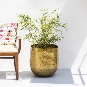 Décoration d'intérieur, décoration de jardin d'hôtel, ensemble de 2 jardinières, décoration d'hôtel de luxe, jardinière en métal avec finition dorée - Product Image 5