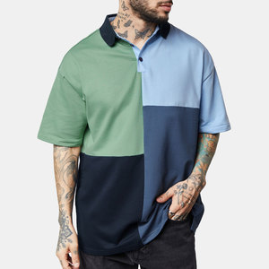 Polo de Algodón con Bloques de Color para Hombre, Manga Corta, Estilo Casual Oversize, Ropa de Moda para Adultos - Product Image 2
