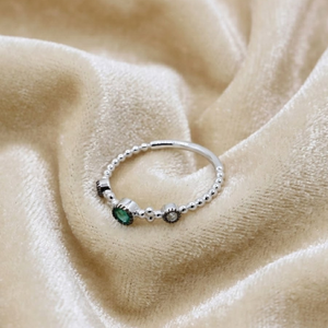 Natural <b>Emerald</b> 925 Sterling Silver Beaded <b>Band</b> <b>Ring</b> | Diamond Accent Handmade Fine Jewelry Gift for Women Wholesale Price - Product Image 5