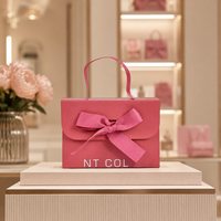 Boîte cadeau de luxe en carton rigide avec couvercle à rabat, poignée et nœud en ruban, emballage personnalisé avec logo pour mariage, anniversaire, vente en gros