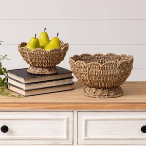 Handmade Scalloped <b>Basket</b> Natural Woven Water Hyacinth <b>Basket</b> Home Organization Seagrass <b>Laundry</b> <b>Basket</b> Made in Vietnam - Product Image 5
