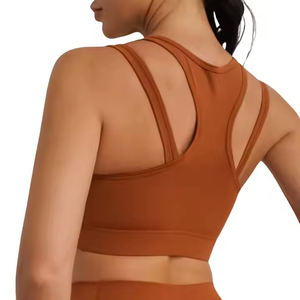 Sujetador deportivo de talla grande para mujer con logo recortado en la parte delantera, de alto impacto para fitness, yoga, gimnasio, entrenamiento, ropa deportiva elegante, top con logo personalizado - Product Image 5